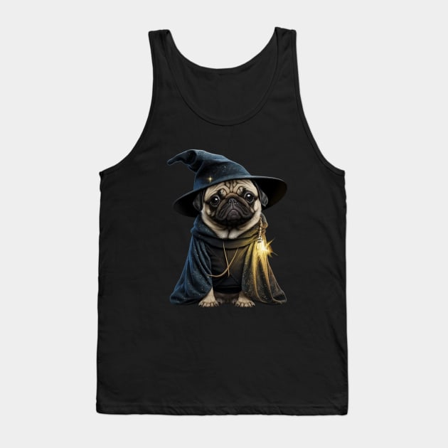 cute pug wizard in robe - adorable pug dressed up as wizard costume Tank Top by WoodShop93